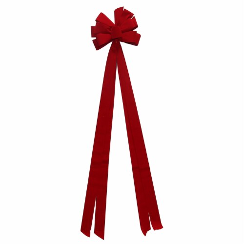 Holiday Home Velvet Bow Tree Topper - Red Perspective: back