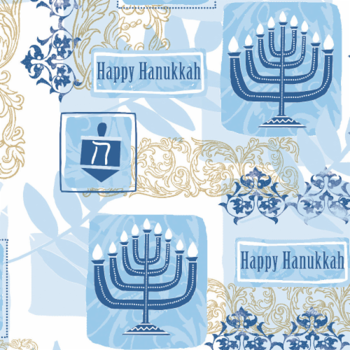 Holiday Home® Hanukkah Gift Wrap - White/Blue Perspective: back