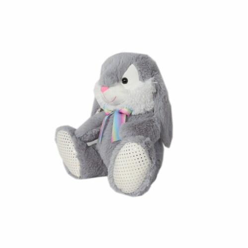 Holiday Home Plush Rabbit with Ribbon - Gray Perspective: back