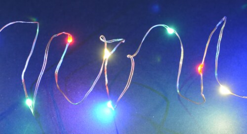 Holiday Home 50 LED 8-Function Silver Wire with Multi LED Wire Lights Perspective: back