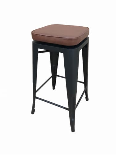 HD Designs Harper Stool - Matte Black with Tan Perspective: back