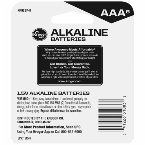 Kroger® Alkaline AAA Batteries Perspective: back