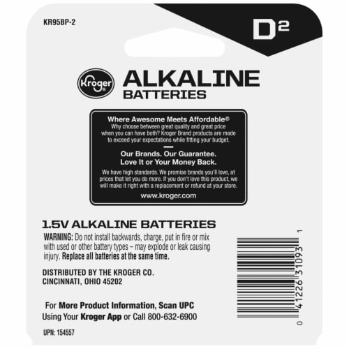 Kroger® Alkaline D Batteries Perspective: back