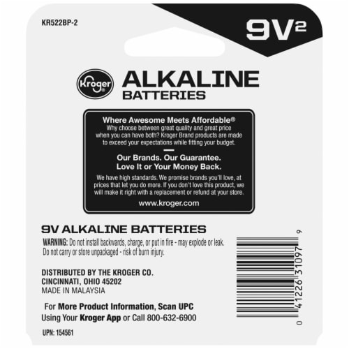Kroger® Alkaline 9V Batteries Perspective: back