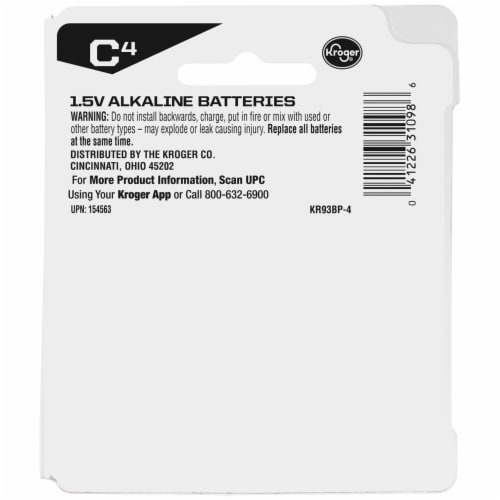 Kroger® Alkaline C Batteries Perspective: back