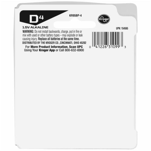 Kroger® Alkaline D Batteries Perspective: back