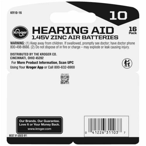 Kroger® Hearing Aid Size 10 Batteries Perspective: back