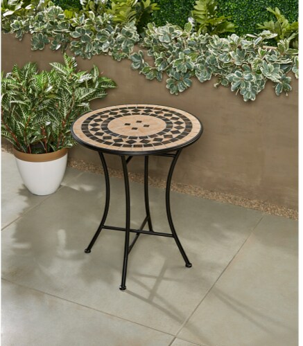 HD Designs Outdoors Neutral Tile Bistro Table Perspective: back