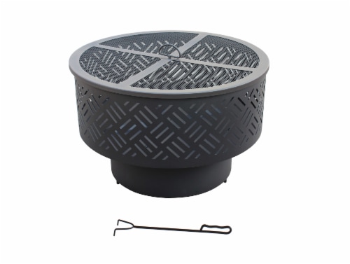 HD Designs Outdoors Round Steel Fire Pit Perspective: back