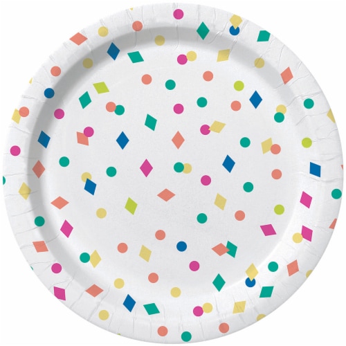 Kroger® Entertainment Essentials Geo Confetti Paper Plates - White Perspective: back