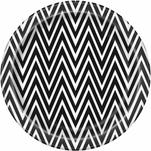 Kroger® Entertainment Essentials Cat Eyes Chevron Paper Plates - Black / White Perspective: back
