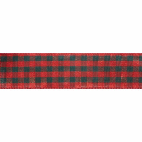 Holiday Home Red / Green Plaid Ribbon Perspective: back