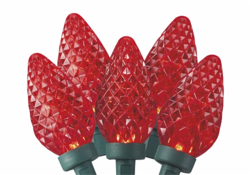 Holiday Home® 100 C9 LED Green Wire String Lights - Red Perspective: back