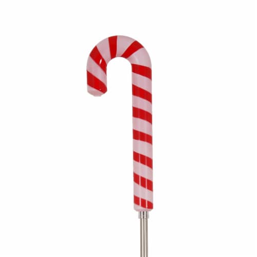 Holiday Home Solar Mini Candy Cane Yard Stake - Red/White Perspective: back