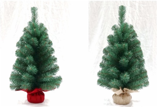Holiday Home Mini Tree with Burlap - Assorted Perspective: back