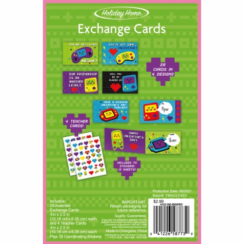 Holiday Home® Gamer Valentine Exchange Cards with Stickers Perspective: back