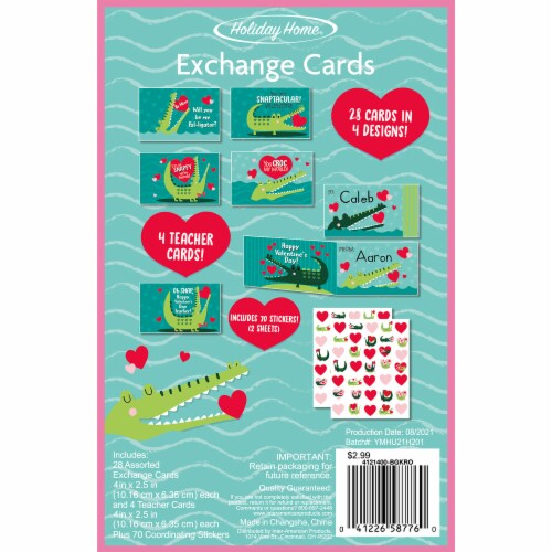 Holiday Home® Pal-igator Valentine Exchange Cards with Stickers Perspective: back
