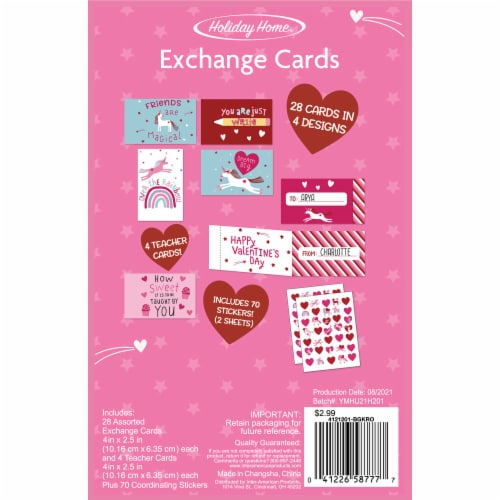 Holiday Home® Magical Valentine Exchange Cards with Stickers Perspective: back