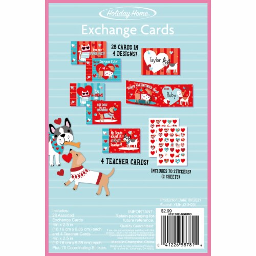 Holiday Home® Dogs & Cats Valentine Exchange Cards with Stickers Perspective: back