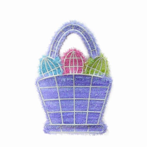 Holiday Home Easter Wreath Basket - Lavender Perspective: back