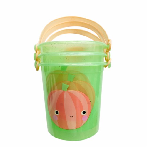Holiday Home 3-in-1 Glitter Pumpkin Mini Treat Buckets - Green/Orange Perspective: back