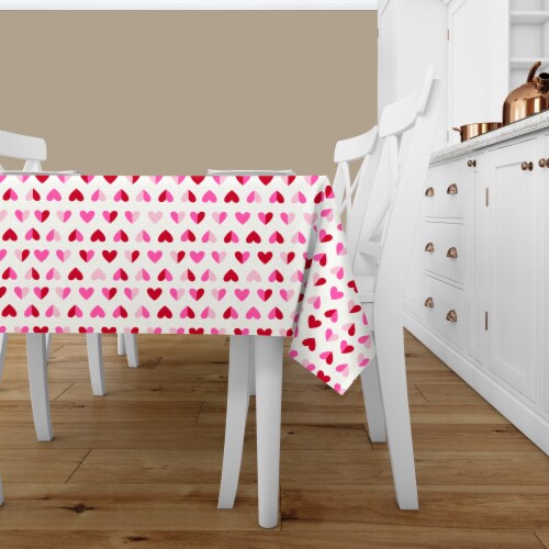 Holiday Home Valentine’s Day Hearts Vinyl Tablecloth Set Perspective: back