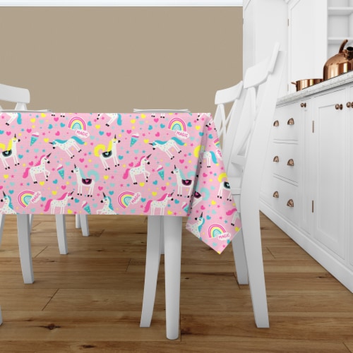Holiday Home Unicorn Vinyl Tablecloth Set Perspective: back
