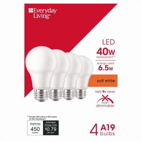 Everyday Living® 6.5-Watt (40-Watt) A19 LED Light Bulb - Soft White (2700K) Perspective: back