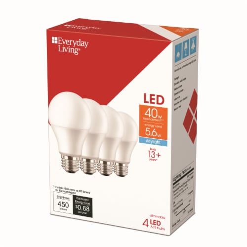 Everyday Living® 5.6-Watt (40-Watt) A19 LED Light Bulbs Perspective: back