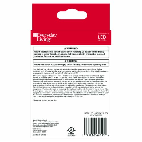 Everyday Living® 3.3-Watt (40-Watt) LED Candelabra Light Bulbs Perspective: back