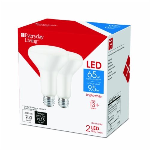 Everyday Living® 9.5-Watt (65-Watt) BR30 Indoor LED Floodlight Bulbs Perspective: back