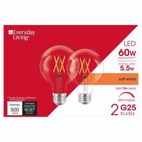 Everyday Living® 5.5-Watt (60-Watt) G25 LED Light Bulbs Perspective: back