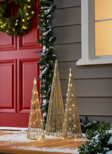 Holiday Home™ LED Cone Trees - Gold Perspective: back