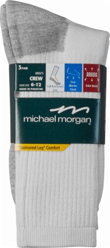 Michael Morgan Men's Crew Socks - 3 Pack - White Perspective: back
