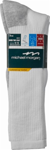 Michael Morgan Men's Over-The-Calf Socks - 3 Pack - White Perspective: back