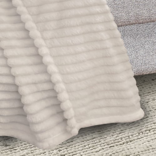 Everyday Living® Ribbed Microplush Throw - Tofu Perspective: back