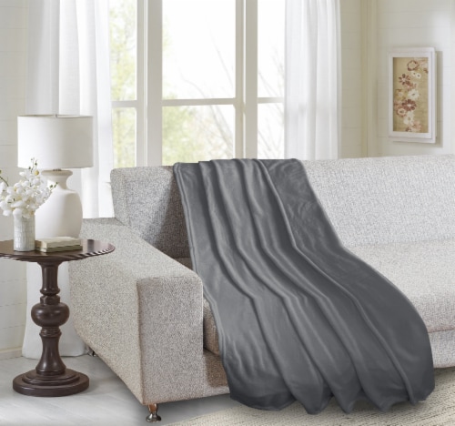 Everyday Living Microplush Throw - Gray Perspective: back