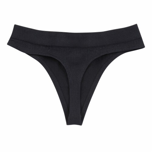 Dip Seamless Ribbed Black Thong Perspective: back