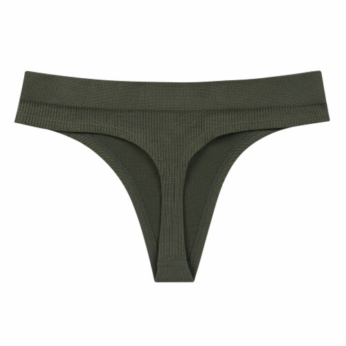 Dip Seamless Ribbed Olive Thong Perspective: back