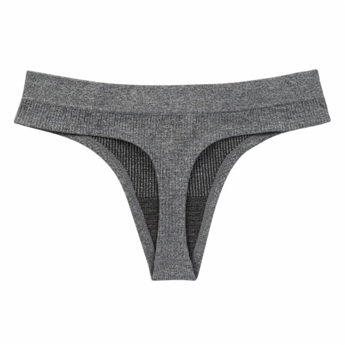 Dip Seamless Ribbed Heather Gray Thong Perspective: back