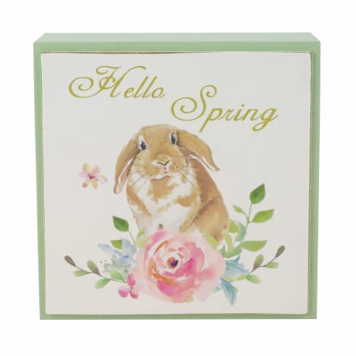 Holiday Home Rabbits Block Sign Assortment Perspective: back