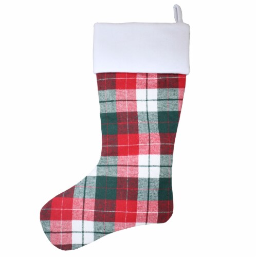Holiday Home Christmas Stocking Monogram A  - Plaid Perspective: back