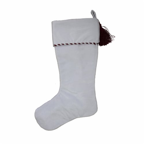 Holiday Home Red Snowflake Christmas Stocking - White Perspective: back