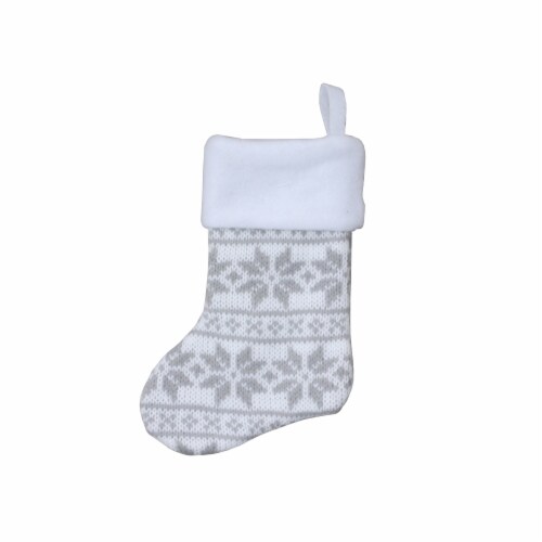 Holiday Home™ Mini Gray Fairaisle Monogram Christmas Stocking - A Perspective: back