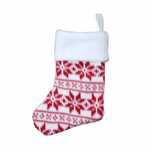 Holiday Home Fair Isle Monogram H Mini Christmas Stocking - Red Perspective: back