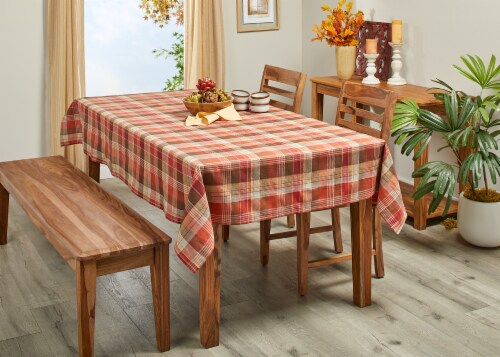 Holiday Home Chambord Plaid Tablecloth Perspective: back