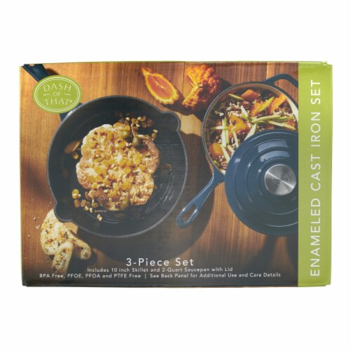 Dash of That 2QT Saucepan w/ Lid and 10" Fry Pan - Blue Perspective: back