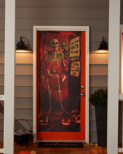 Holiday Home Skeleton Party Door Panel Perspective: back