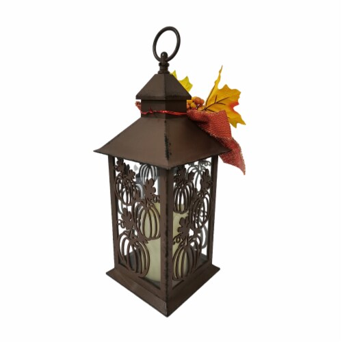 Holiday Home Harvest Lantern with LED Candle Perspective: back