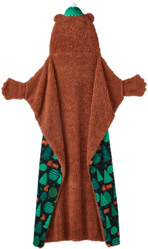 Holiday Home Hooded Bear Throw Blanket Perspective: back